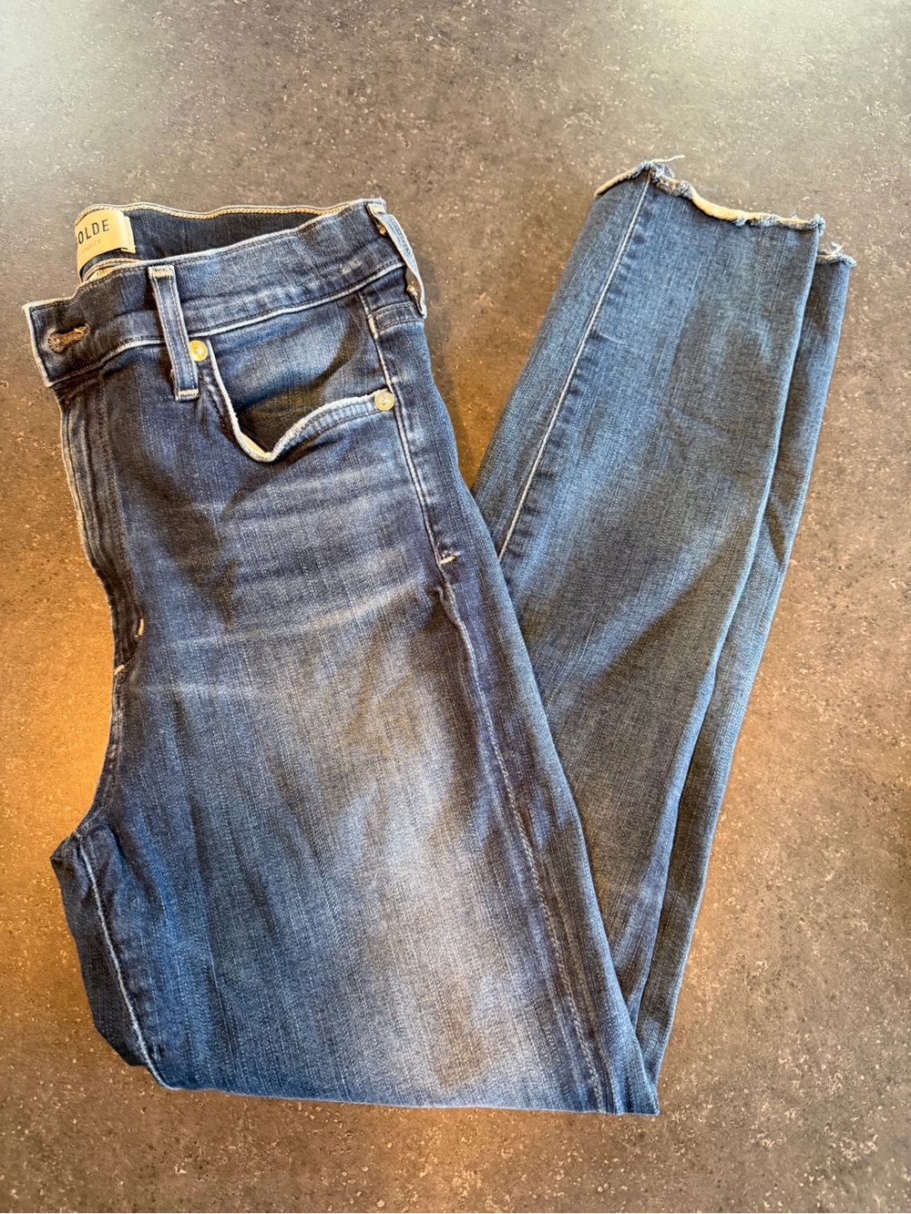 AGOLDE Women’s Raw Hem Crop Skinny Jeans Size 30 Dark Wash 26” Inseam